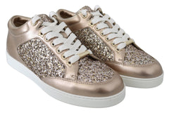 Tênis Jimmy Choo Ballet Rosa Glitter Couro