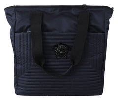 Bolsa tote de nylon azul elegante da Versace