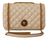 Bolsa de ombro elegante Versace em couro napa branco