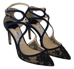 Jimmy Choo Navy Lancer Leather Pumps Elegância Liberada