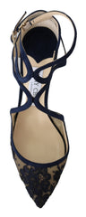 Jimmy Choo Navy Lancer Leather Pumps Elegância Liberada
