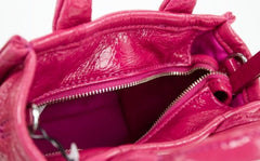 Bolsa transversal de couro magenta Marc Jacobs The Shiny Crinkle Micro Tote