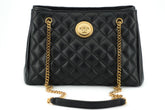 Bolsa tote Versace elegante em couro napa acolchoado