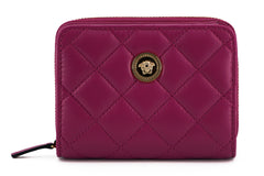 Carteira Versace Elegante de Couro Roxo Acolchoado