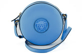 Bolsa de ombro redonda Versace Chic Blue Leather