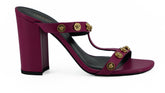Versace Elegante Sandálias Altas de Couro de Bezerro Roxo