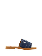 Sandálias Chloé Sumptuous Cotton Woody Slide em Azul Jeans