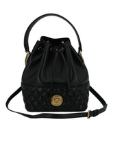 Bolsa de ombro Versace Elegant Medusa em couro preto