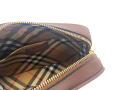 Bolsa pequena Burberry de couro bege com estampa de câmera e logo TB
