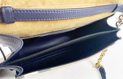 Bolsa transversal pequena Burberry Macken Regency Blue House Check de couro