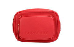 Bolsa transversal pequena Burberry de couro granulado vermelho brilhante para câmera