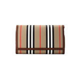 Burberry Hannah Icon Stripe Archive Tan Carteira de couro E-Canvas Bolsa transversal