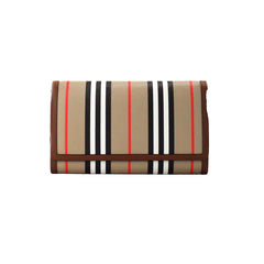 Burberry Hannah Icon Stripe Archive Tan Carteira de couro E-Canvas Bolsa transversal