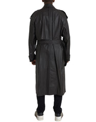 Casaco de couro impermeável preto fosco Bottega Veneta