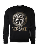 Suéter de gola redonda de algodão Medusa Fleece preto Versace
