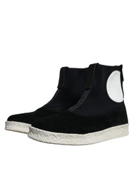 Botas de cano médio Takeshi de neoprene preto e branco Alexander McQueen
