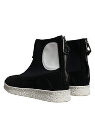Botas de cano médio Takeshi de neoprene preto e branco Alexander McQueen
