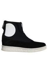 Botas de cano médio Takeshi de neoprene preto e branco Alexander McQueen