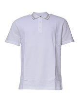 Camiseta polo masculina de manga curta com gola de viscose branca Versace