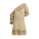 Vestido de seda Saint Laurent de um ombro só