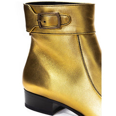 Bota de couro dourada Saint Laurent