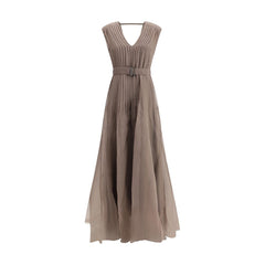 Vestido longo de seda Brunello Cucinelli