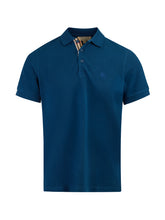 Camisa polo de algodão azul-petróleo com gola Burberry Deep Teal
