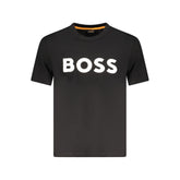 Camiseta masculina preta de algodão Hugo Boss