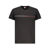 Camiseta masculina preta de algodão Tommy Hilfiger