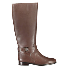 Bota feminina de couro marrom Ralph Lauren