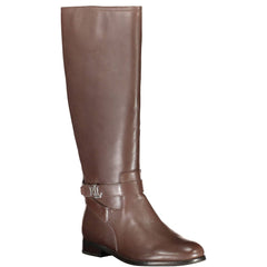 Bota feminina de couro marrom Ralph Lauren