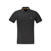 Camisa polo preta de algodão Hugo Boss