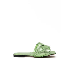 Chinelo Bottega Veneta de couro verde