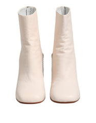 Maison Margiela White Calf Leather Can Heel Boots Shoes