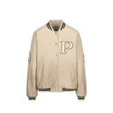 Jaqueta universitária de couro acolchoada Prada