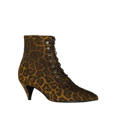 Botas Saint Laurent Kiki com cadarço e estampa de leopardo