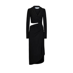 Vestido midi com recorte off-white