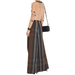 Calça de lona xadrez Burberry com perna larga