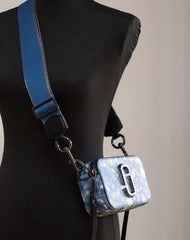 Bolsa Marc Jacobs The Snapshot, bolsa de ombro em couro estampado em azul aquarela