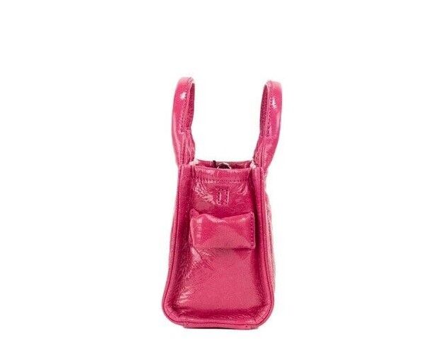 Bolsa transversal de couro magenta Marc Jacobs The Shiny Crinkle Micro Tote