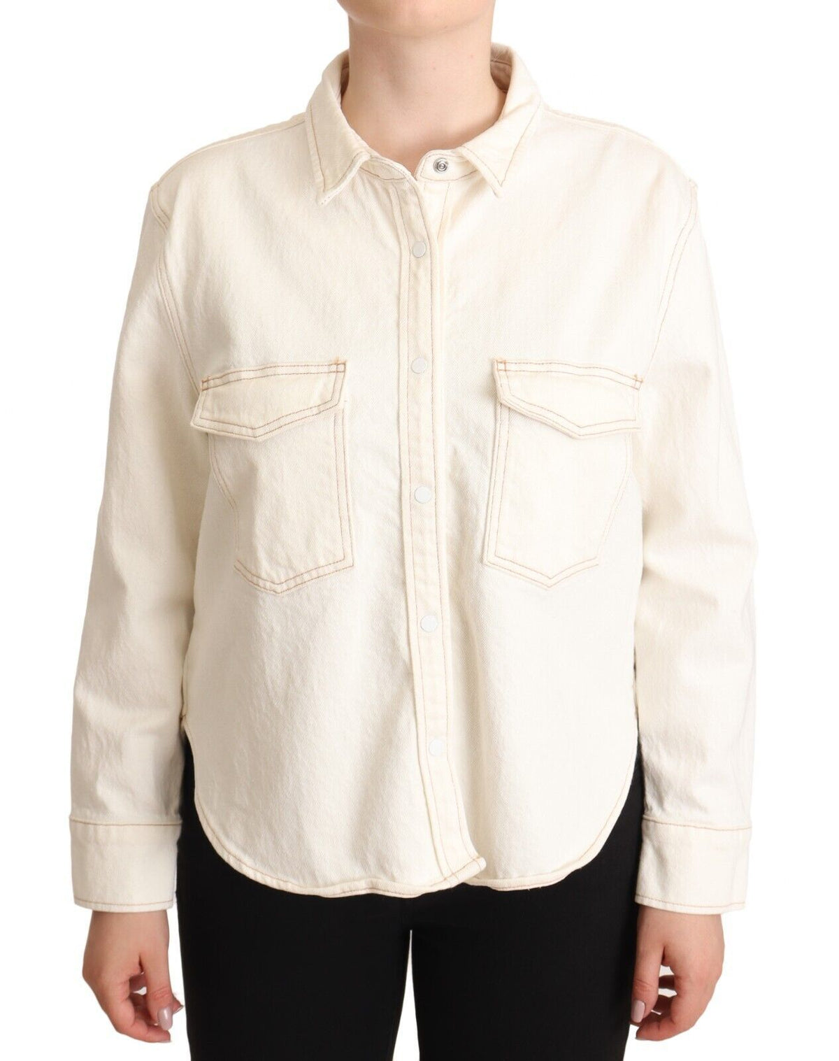 Polo Levi's Elegante Branco Manga Longa com Gola