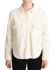 Polo Levi's Elegante Branco Manga Longa com Gola