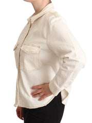 Polo Levi's Elegante Branco Manga Longa com Gola