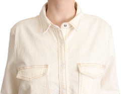 Polo Levi's Elegante Branco Manga Longa com Gola