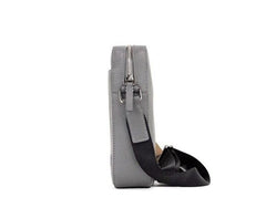 Bolsa transversal pequena Burberry Thornton cinza com logotipo em relevo em couro granulado