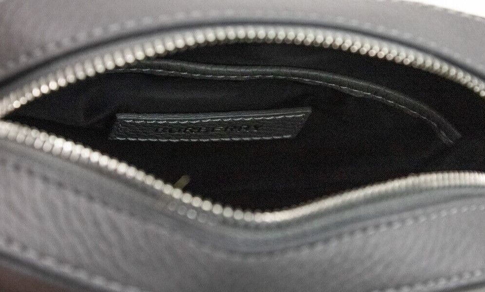 Bolsa transversal pequena Burberry Thornton cinza com logotipo em relevo em couro granulado
