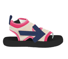 Sandálias de camurça neoprene fúcsia off-white