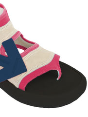 Sandálias de camurça neoprene fúcsia off-white