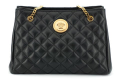 Bolsa tote Versace elegante em couro napa acolchoado