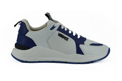 Tênis Versace Elegante em Couro Azul e Branco